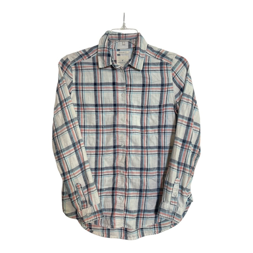 American Eagle Outfitters Womens Boyfriend Fit Plaid Button Down Shirt Small
